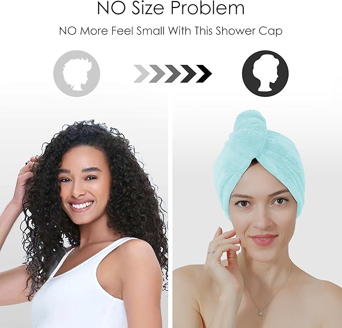 TENSTARS 5 Pack Thicken Microfiber Hair Towel Wrap for Women - Elastic Loop Design - 320GSM Coral Velvet - Quick Dry Hair Turban - 11x28 Inch (Pink+FrozenBerry+FrozenBlue+Teal+Cream)