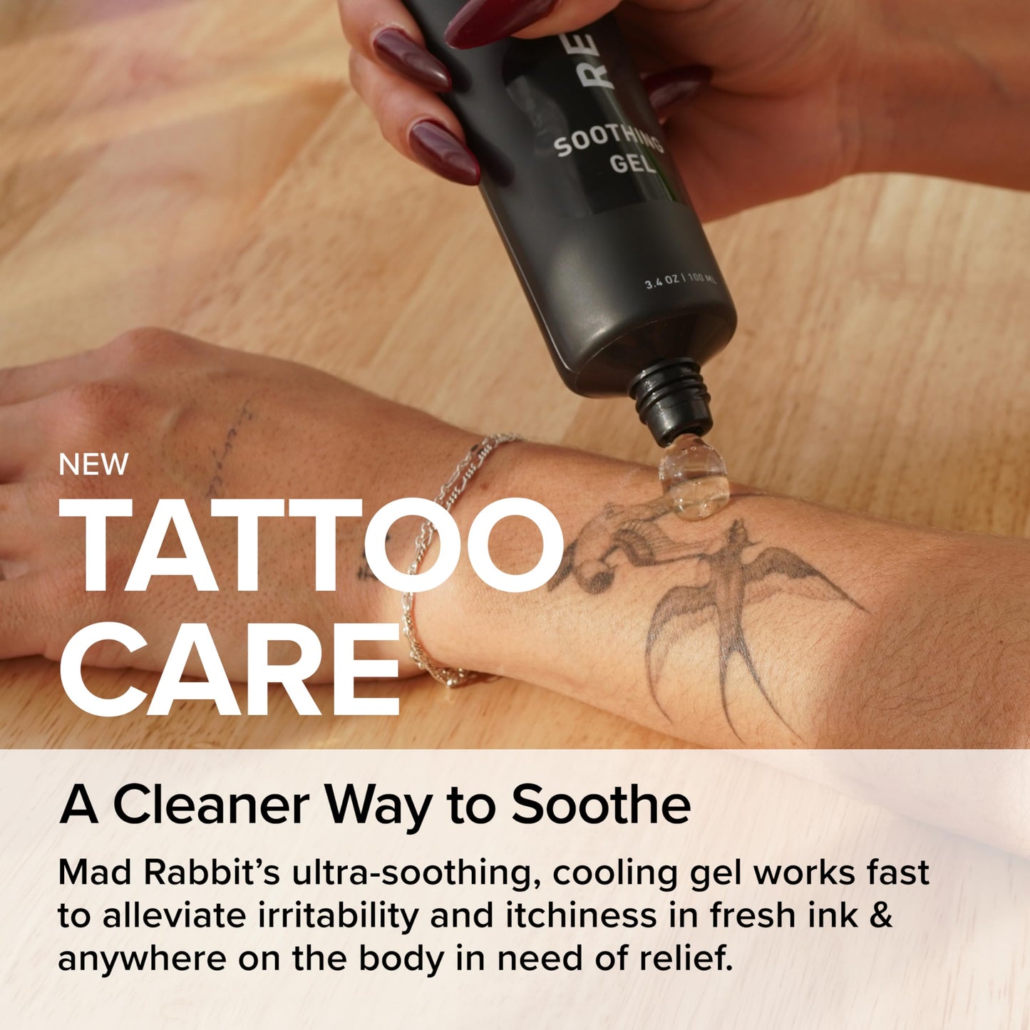 Mad Rabbit Tattoo Aftercare Soothing Gel & Moisturizer As Seen on Shark Tank - Premium Tattoo Supplies for New Tattoo Care, Anti-Itch - Tattoo Care Gel Made with Clean Ingredients