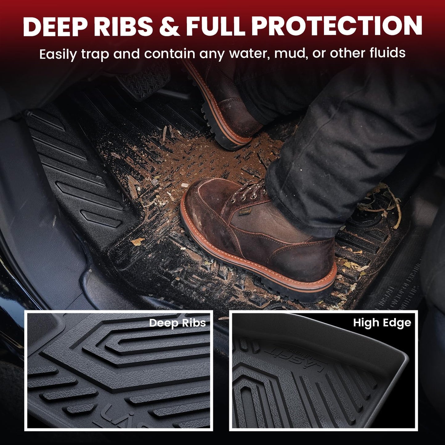 LASFIT Floor Mats & Backrest Mats & Cargo Mat for Kia Carnival 2026 2025 2024 2023 2022 (Only Fit Gas & 8 Seats), All Weather TPE Custom Fit Floor Liners Full Set Car Mats Trunk Mat Accessoires, Black