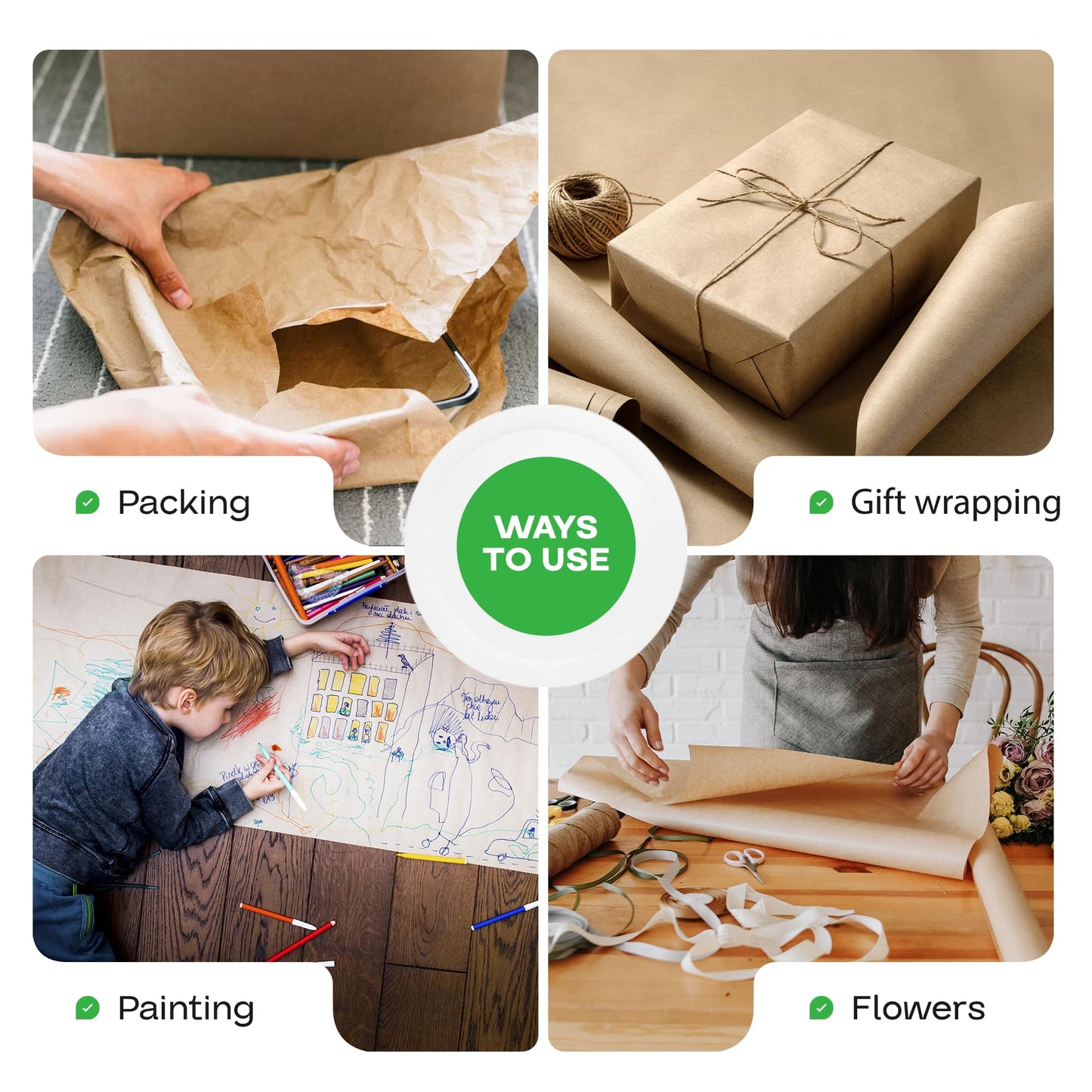 IDL Packaging 36" x 8640" (720 feet) - Brown Kraft Paper Roll - 50lb Thickness - USA-Made Heavy Duty Paper for Packing, Moving, Shipping, Crafts - 100% Recyclable Natural Kraft Wrapping Paper