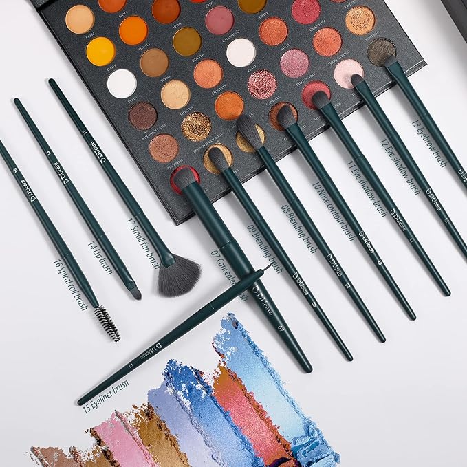 DUcare Makeup Gift Set 19 Pcs,17pcs Brushes Brush 1pc Cleaning Mat and 1pc Makeup Sponge Professional Face Powder Eye Shadow Powder Liquid Brushes