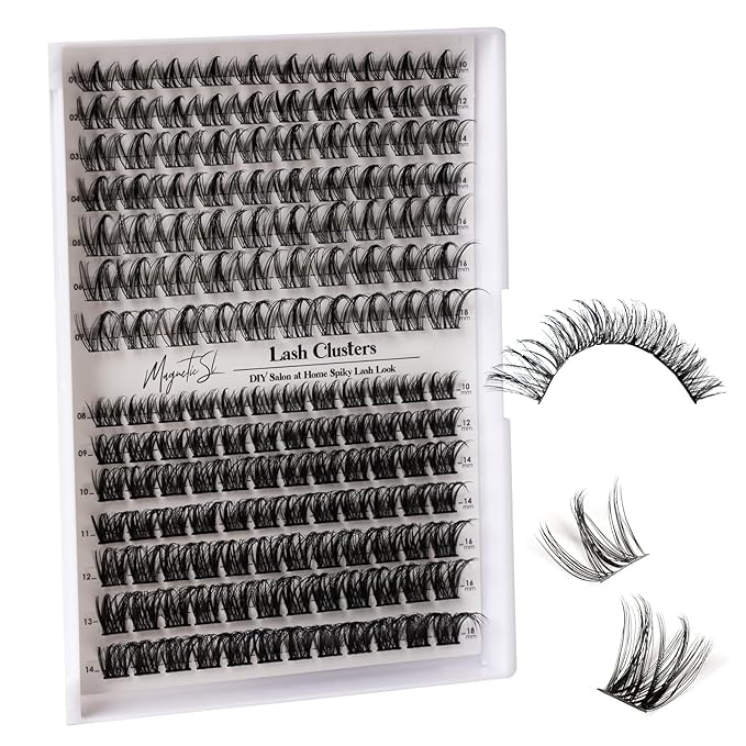 Lash Clusters 154pcs Manga Lash Extension Kit 10-18mm Cluster Eyelash Extensions Natural Invisible Band Lash Easy to Use at Home-M31+M30（Fairy+volume）