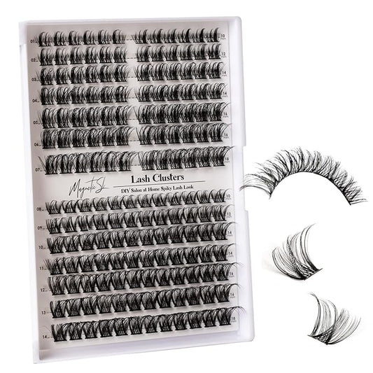 Lash Clusters 168pcs Manga Lash Extension 10-18mm Cluster Eyelash Extensions Natural Band Lash Individual Lashes -M37+M38（Fairy+Natural）