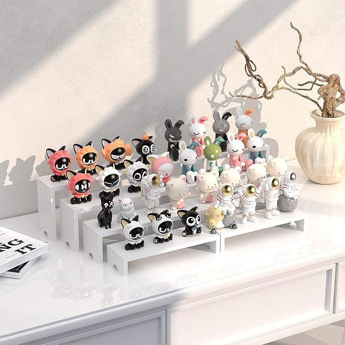 4 Set White Wood Tiered Riser Display Stands for Vendor Events,Stackable Wooden Cupcake Stand,Farmhouse Decor Wood Dessert Table Display Set,Vendor Booth Display Items,Food Display Risers for Party