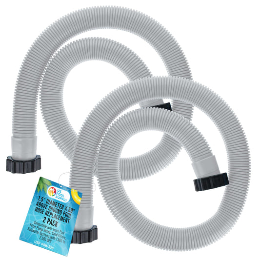 U.S. Pool Supply Above Ground Pool Hose Replacement 1.5" Diameter x 59" Long, Pack of 2 - Compatible with Intex 29060E, Pool Filter Pump Hoses, Sand Filters, Saltwater Systems with 1,500 to 2,500 GPH