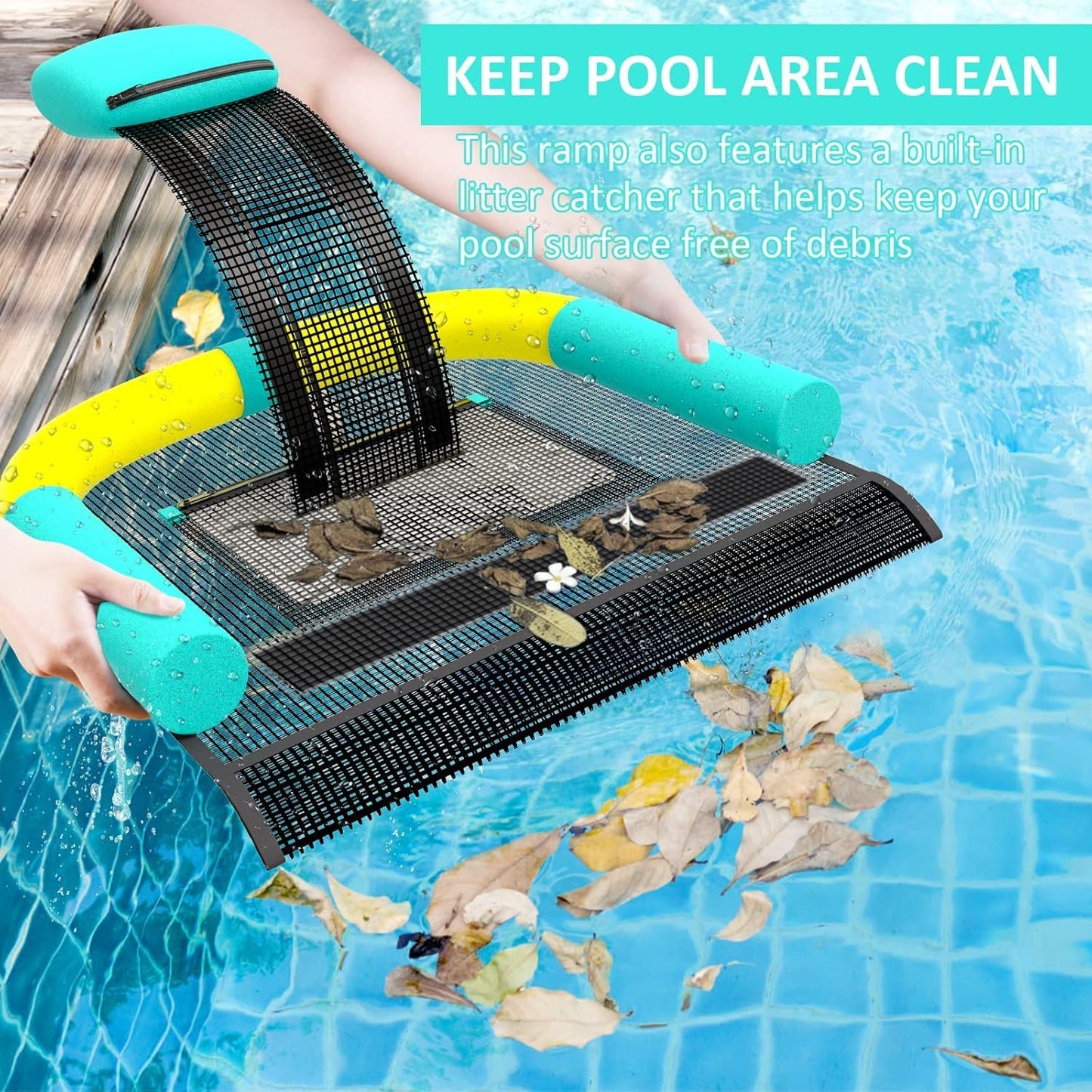 Poolvio Animal Saving Escape Ramp for Pool, Save Critters in Swimming Pool Device Handy, Pool Accessories in Floating Ramp Rescues Saving Frogs, Toads Animal Mice, Birds