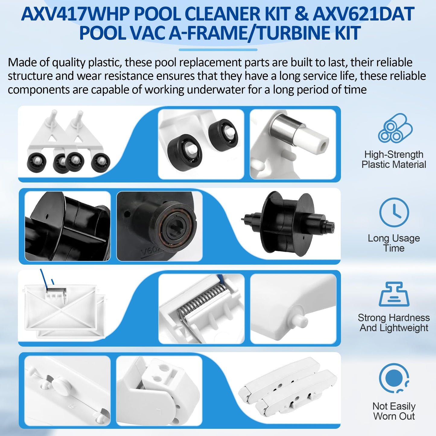 ChangTa Pool Cleaner Pod Swing Combo Kit, AXV621DAT Pool Vac A-Frame/Turbine Tune-Up Rebuild Kit + AXV417WHP Pod + AXV604WHP Bezel + Shoes + Flaps for Hayward Pool Vac, Navigator, Ultra, Aqua Bug