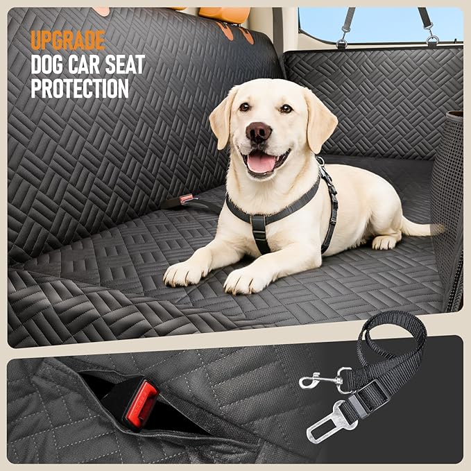 PROZAR Dog Car Seat Cover for Back Seat, Hard Bottom Back Seat Extender for Dogs - Supports 400lbs, Back Seat Pet Cover, Dog Hammock for Full-Size Trucks/SUV