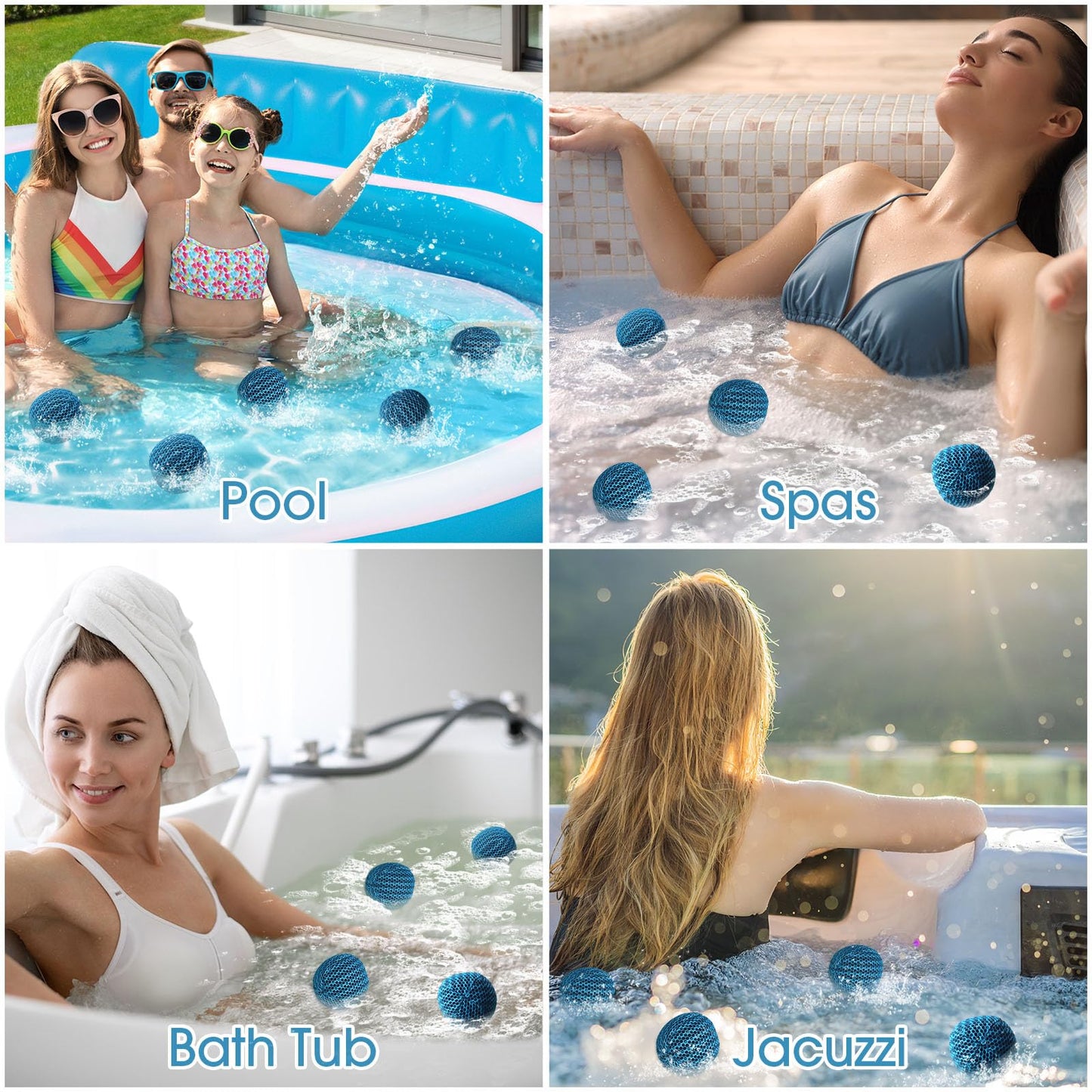 MTWEAR Hot Tub Scum Absorber, 6 Pack Spa & Pool Scum Eliminating Balls,hot tub scum Balls,Scum Sponge for Spa Hot Tub, Hot Tub Accessories, Oil Absorbing Sponge for Hot Tub Skimmer