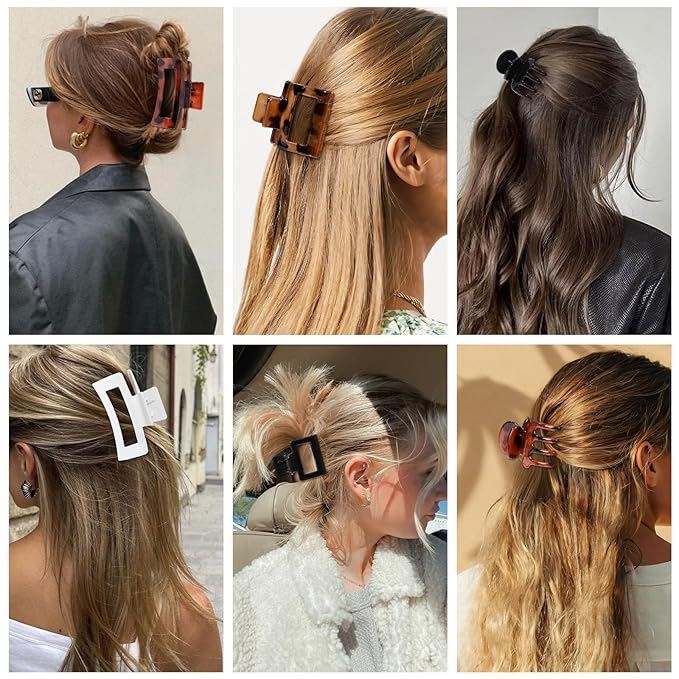 12 Pcs Hair Clips for Women 3 Styles Small Medium Large Claw Clips for Thin Thick Curly Hair, Strong Hold Hair Claw Clips, Stylish Plastic Hair Accessories Ideal Gifts for Women (Tortoise)