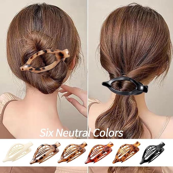 6 Packs Flat Claw Clips for Women, French Tortoise Shell Flat Hair Clip, Matte Hair Claws Clip for Thin Thick Hair, Lay Down Claws Clips, Durable Strong Hold Hair Clip, Gifts Hair Accessories