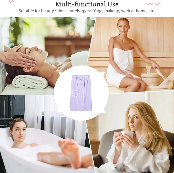 Towel Wrap Women Shower Robe Adjustable Closure Bathrobe with Hair Drying Towel & Spa Wraps