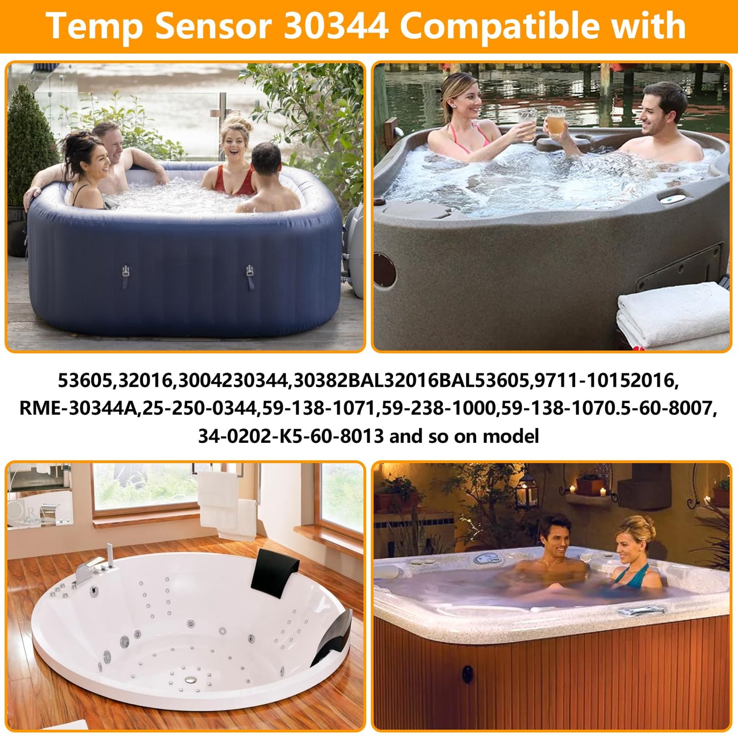 Tobaiwind Hot Tub Sensor-Compatible with Balboa Spa Heater M7 System 30344 30042 30382, 24" Temp/Hi-Limit, 1/4" Dia Dual Purpose Sensor Hot Tub Heater (2-Pack)