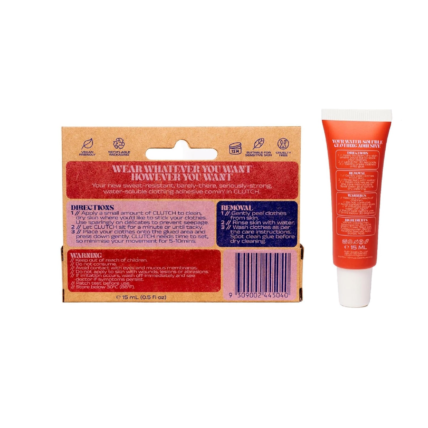 CLUTCH Glue Liquid Fashion Tape – Clear Body Glue & Fashion Glue for Women – Customisable Skin Adhesive for Clothing, Dresses, Straps and Accessories – All-Day Hold for Events & Travel (15ml)