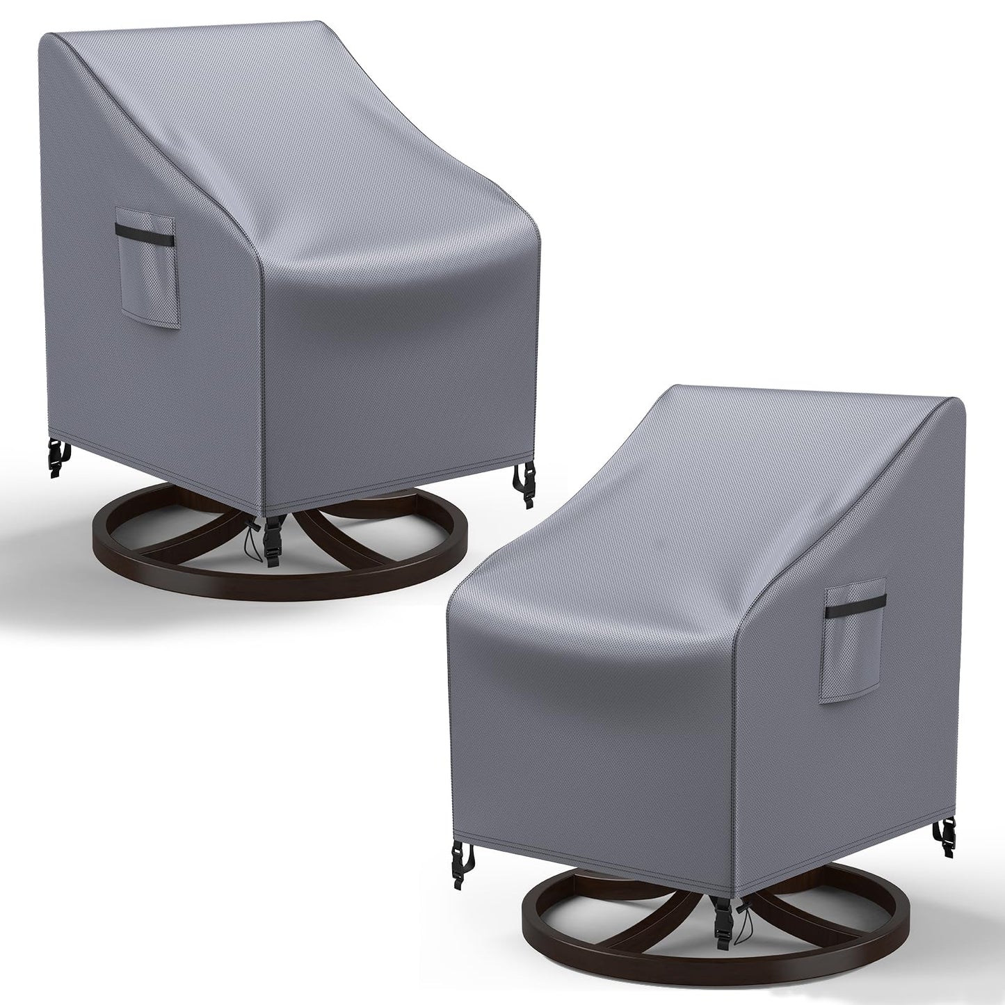 Mrrihand Patio Chair Covers, 2 Pack Outdoor Swivel Lounge Chair Cover, Heavy Duty Patio Rocking Chair Covers, Patio Furniture Covers Waterproof, 30" W×34" D×38.5" H, Grey