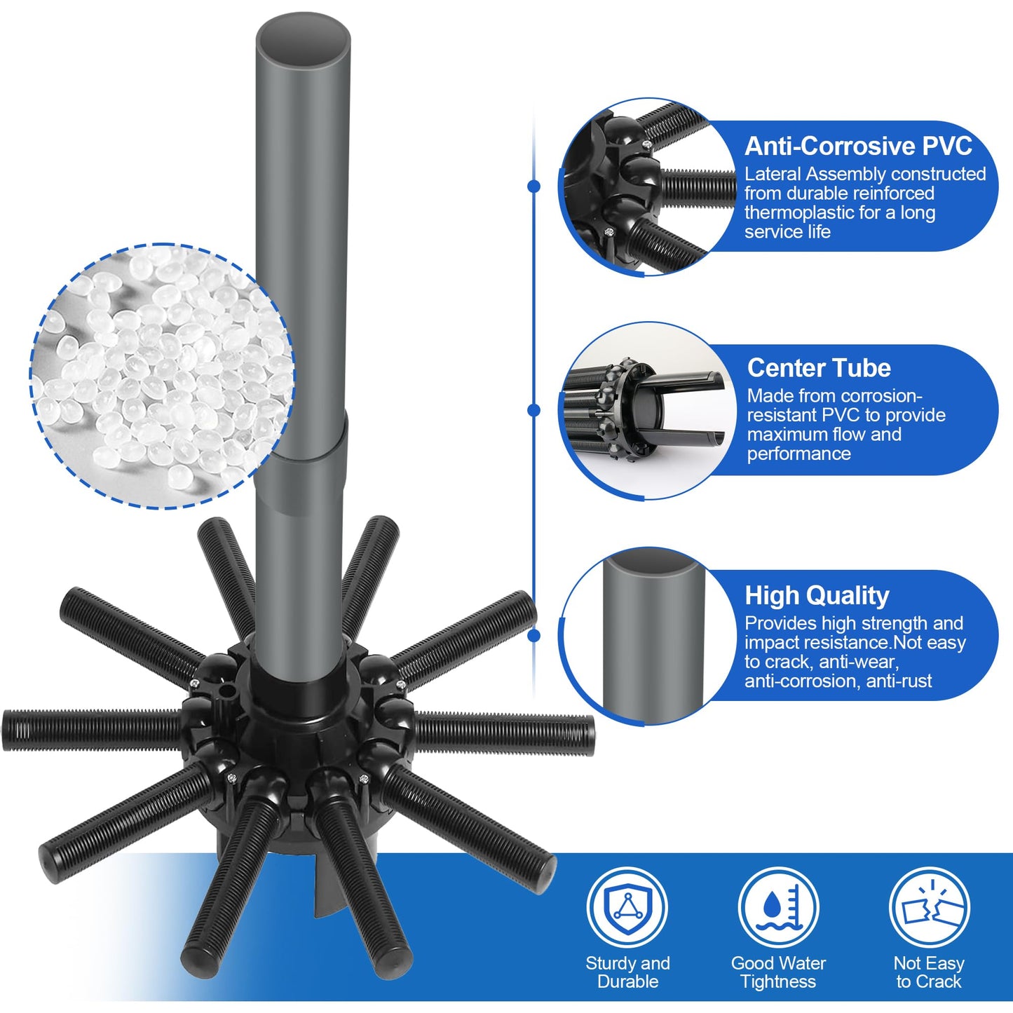 Rugam SX210DA Pool Lateral Assembly with Center Pipe Replacement for Hayward Pro Series Sand Filter and Automatic Skimmers S180T S210T S220T S230T S270T SP1091ES SP10852OM SP10841R SP1097 SP1411