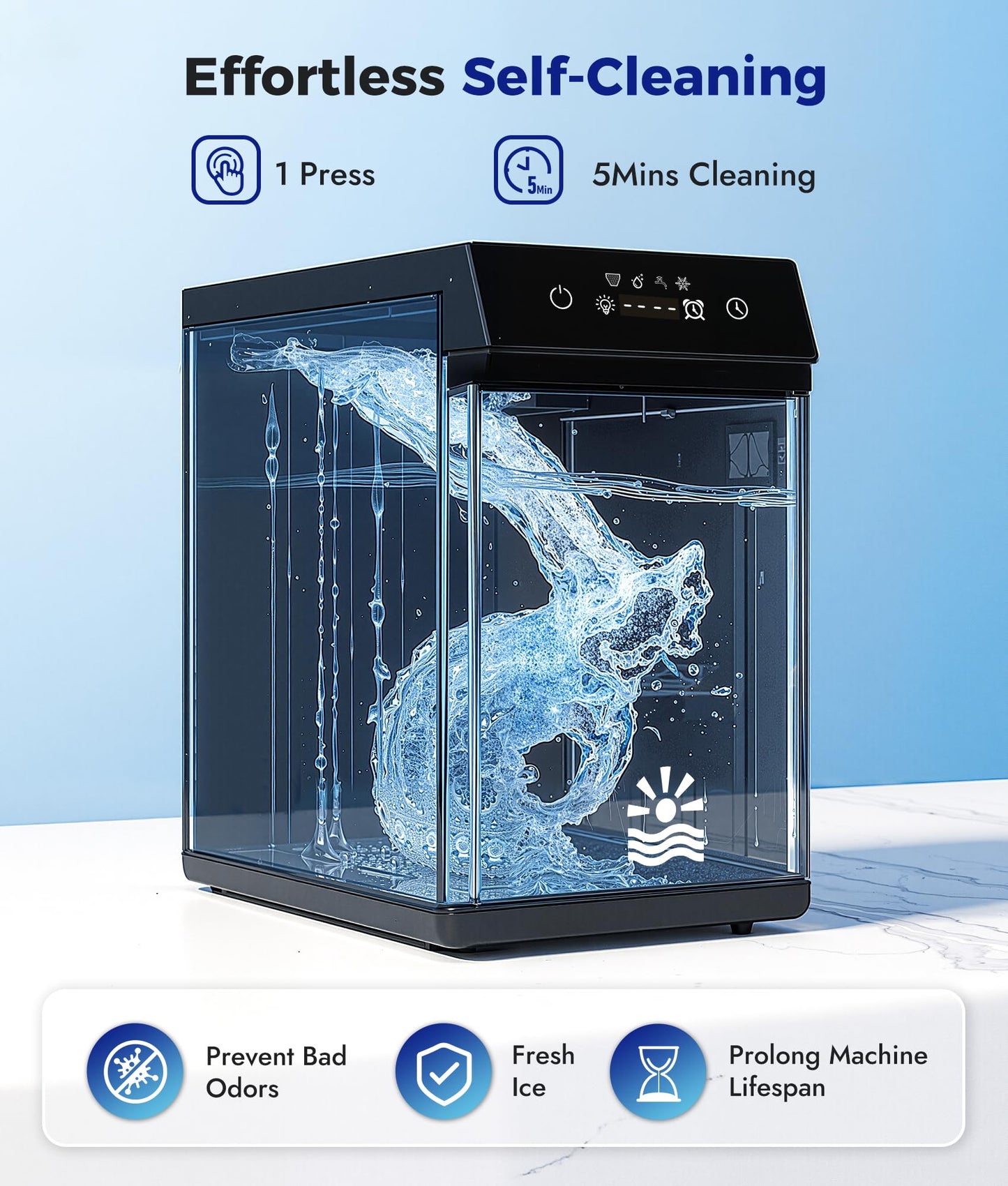 Oylus Nugget Ice Maker Countertop, Smart Pebble Ice maker with LCD Panel, 4min Making, 26lbs/24H Crushed Chewable Ice, Pellet ice maker with Timer Status Alert, Self-Cleaning, Chewy Ice for Home Party