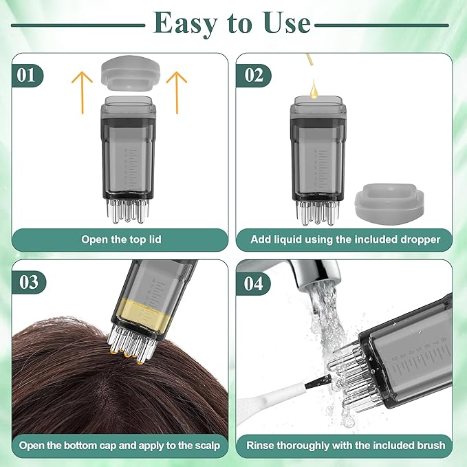 2 PCS Minoxidil Applicators with Cleaning Brush and Dropper, Anglecai Scalp Applicator Comb for Hair Oil Applicator Brush, Minoxidil Brushes for Scalp Applicator Comb for Hair Growth