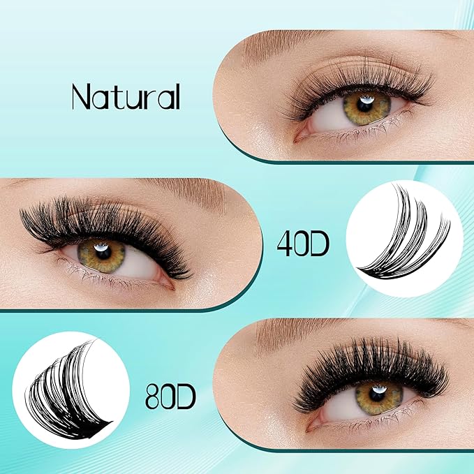 GEMERRY Fluffy Lash Extension Kit Thick Lash Clusters Kit Eyelash Clusters 280Pcs D Curl Eyelash Extension Kit With Lash Bond and Seal, Lash Tweezers, DIY Lash Extension(60P+80P-10-18mm)