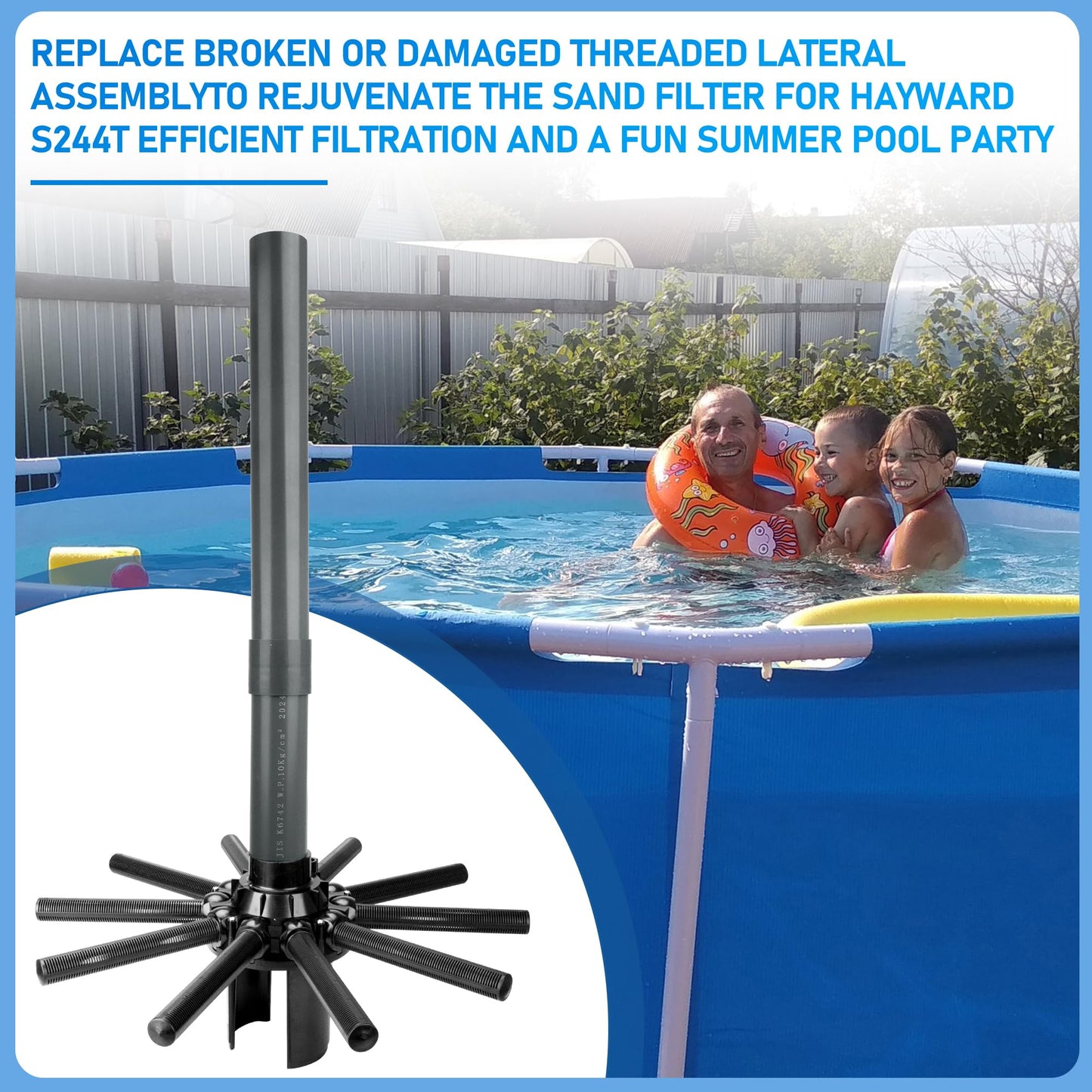 SX244DA Lateral Assembly with Center Pipe for Hayward s244t Sand Filter Tank, Pool Threaded Lateral Compatible with Hayward S244TC, S270T, S270T2 Sand Filter, Spa Pool Sand Filter Replacement Parts