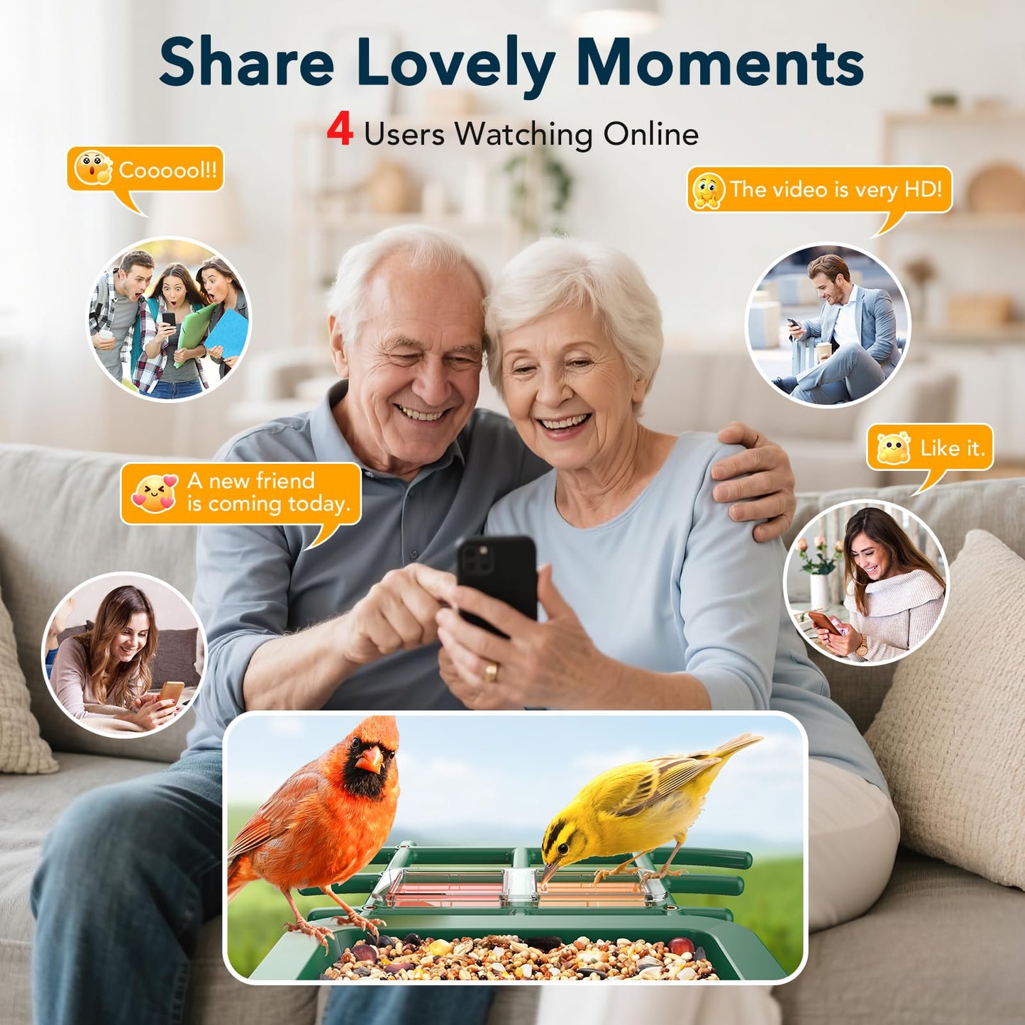 PeckCam Bird Feeder with Camera Solar Powered, AI Identify & Auto Capture with 32GB Card, 2K HD Live Video Smart Bird Feeder Camera Instant Notifications in Backyard, Gift for Bird Lovers