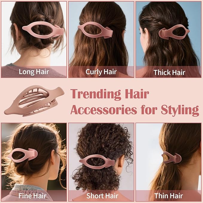 9 Pack Flat Hair Clips for Women, Matte Claw Clips for Thick & Thin Hair (Pink)
