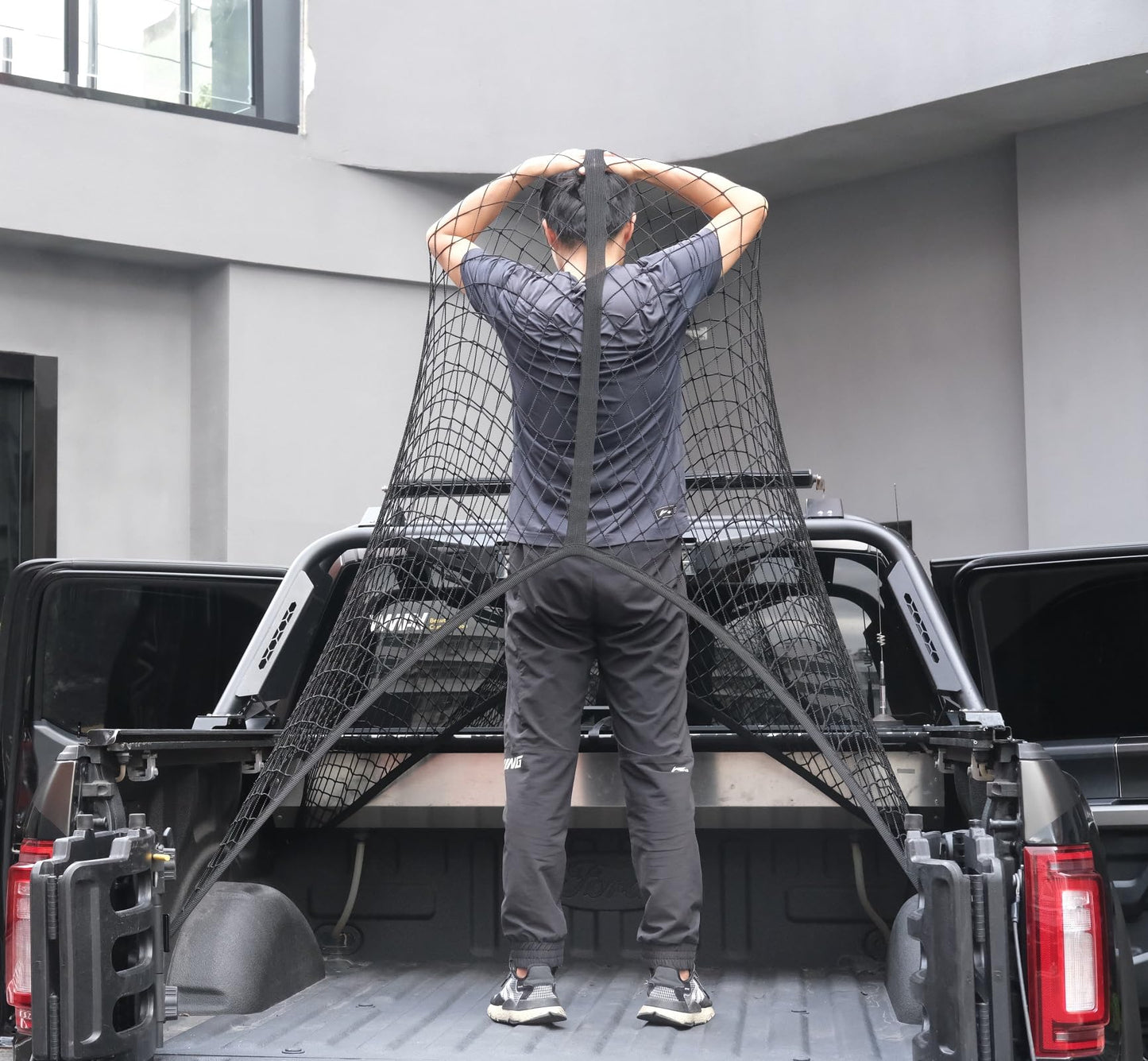 Highly Elastic Cargo Net, Simple Truck Bed Cargo Mesh Organizer, Suitable for Daily Light Loads of Trucks, 4'x4' Stretches to 7'x7' (Double Layer)