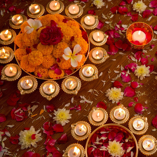 DIYANA IMPEX Urli Bowl for Diwali Decoration for Floating flowers and Perfect for Home Décor, Christmas, Pooja, Festive with Tea light Candles (14" Inches,Gold)