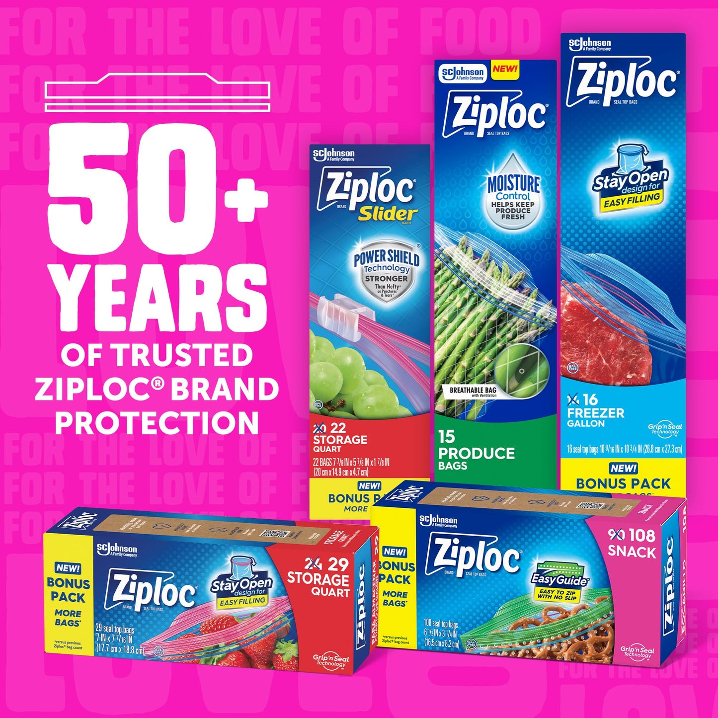 Ziploc 2 Gallon Food Storage Bags, Grip 'n Seal Technology for Easier Grip, Open, and Close, 36 Bags Total