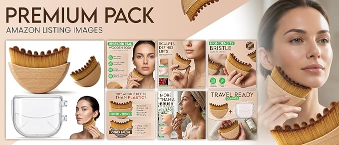 Premium Lymphatic Contour Face Brush for Sculpting - Lymphatic Drainage Massager - Wooden Tool for Face - Anti-Puffiness - Detox & Lift - Ergonomically Designed to Fit The Skin Precisely