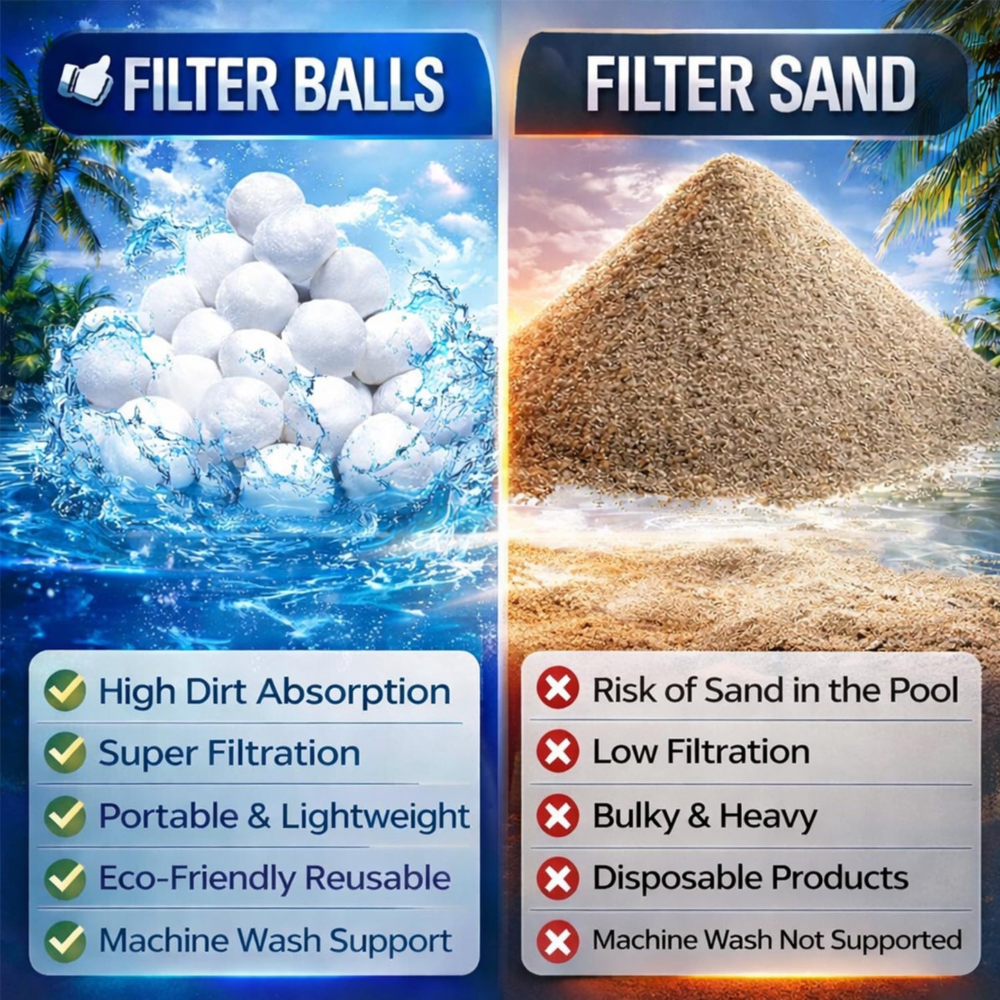 Fwxdbwyl 3.1 Lbs Pool Filter Balls for Sand Filter, Eco-Friendly Filter Balls Replace 100 lbs Pool Filter Sand, Lightweight and Reusable Fiber Ball, Pool Filter Media Balls for Swimming Pool