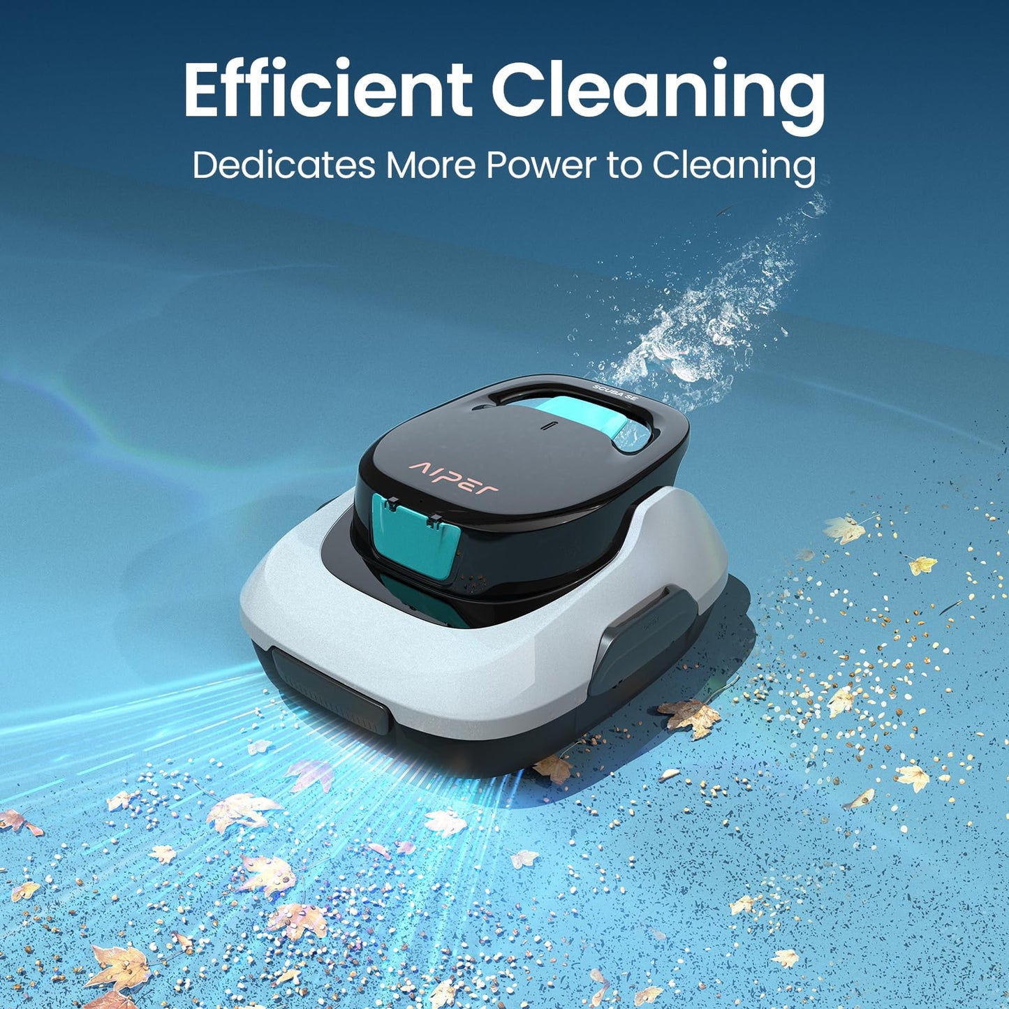 AIPER 2025 Scuba SE Cordless Pool Cleaner with 90-Min Runtime, 1665 GPH Strong Suction, Lightweight, Pool Vacuum for Above Ground Flat Pools up to 860 Sq.ft, Milky White & Teal