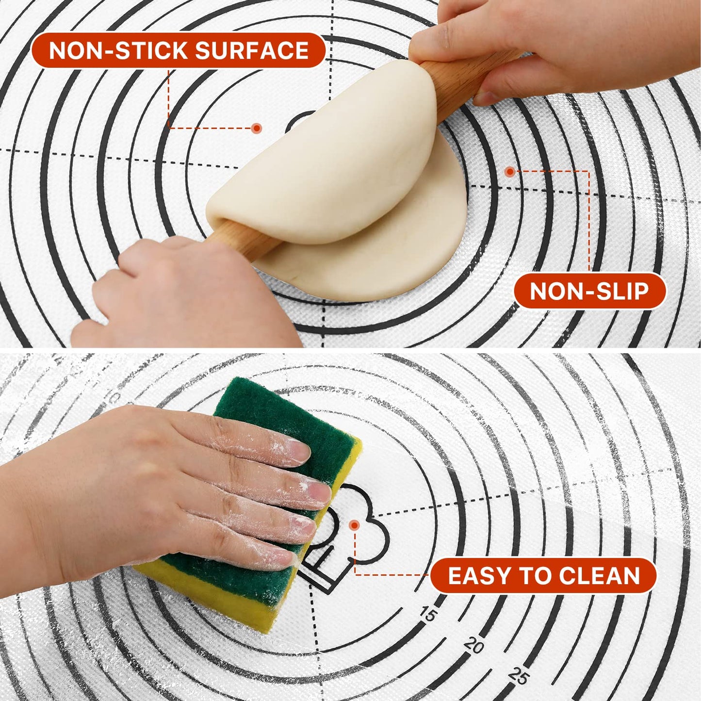 Pastry Mat, 28" x 20" Food Grade Silicone Extra Large Non Stick Baking Sheet Mat with Measurement for Making Cookies,Macarons,Bread and Pastry