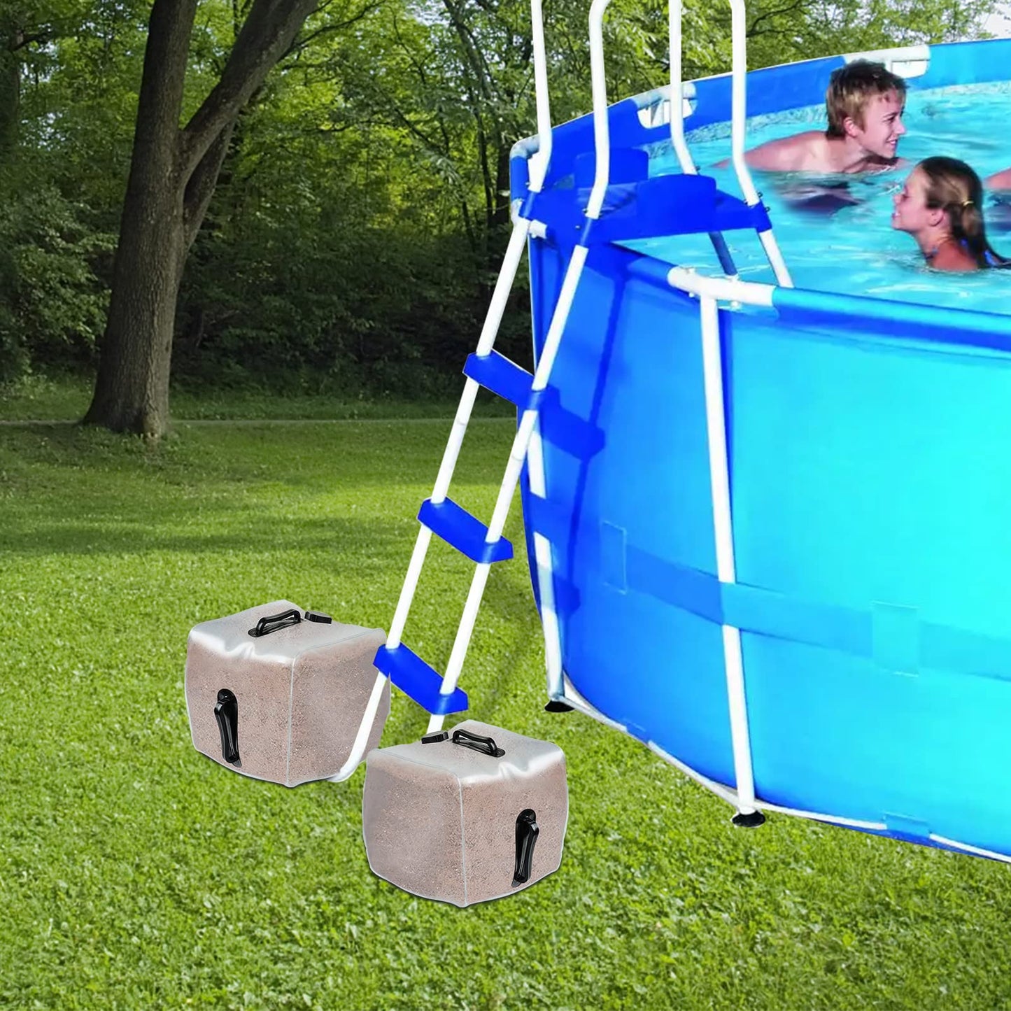 2 Pack Heavy Duty Pool Weight Plastic Sand Bags,Universal Pool Steps Weights for Above Ground Pools,Fillable Ladder Weight Anchor Bag Container for Swimming Entry Systems