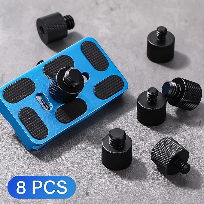 8 Pack Camera Screw Adapter 1/4 Male to 3/8 Female and 3/8 Male to 1/4 Female Camera Screw Adapter for Tripod Stand Microphone Stand Mic Mount, Black