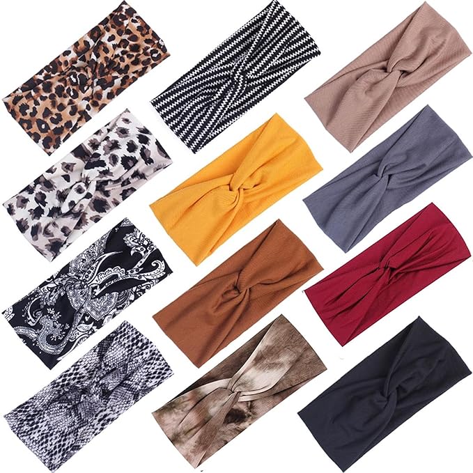 Kachanaa 12 Pack Headbands for Women,Elastic Headbands Non Slip Workout Yoga Sport Hair Bands for Women’s Hair Accessories