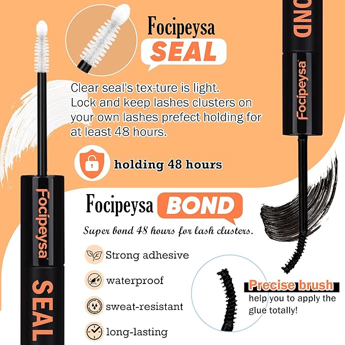 Focipeysa Thick Lash Extension Kit Full Volume Lash Clusters 40P Eyelash Extension Kit DIY Lash Extension Kit with Black Bond and Seal Glue, Lash Applicator DIY at Home for Beginner (40P 10-18MM)