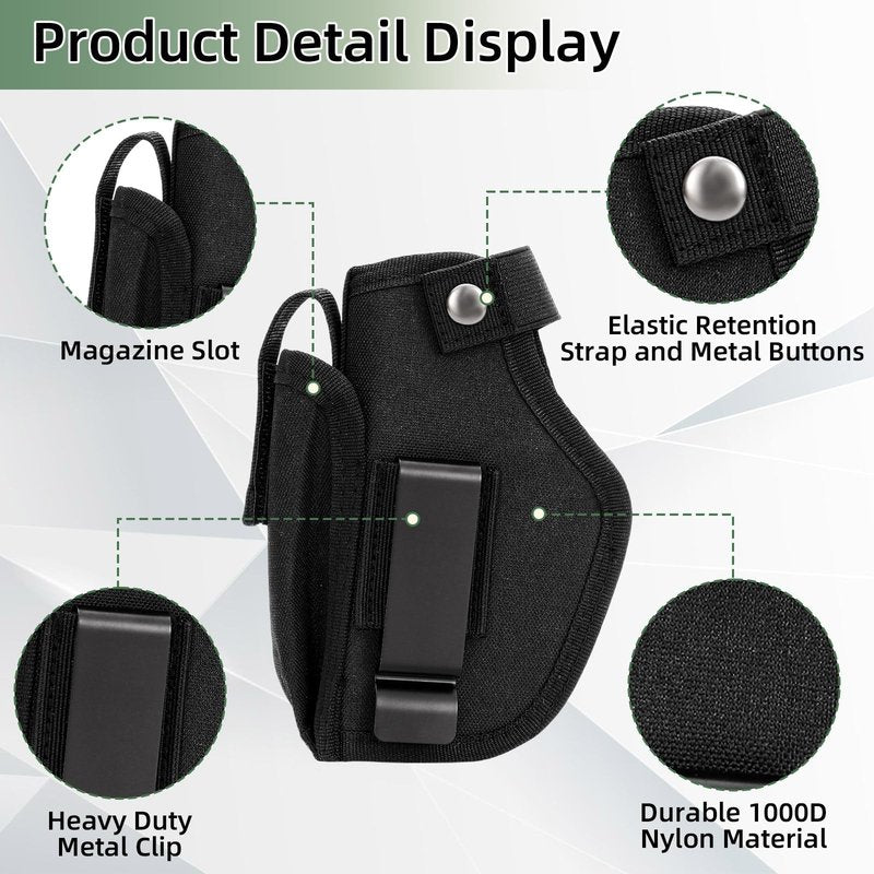 9mm Gun Holster for Men&Women, IWB/OWB Concealed Carry 380 Pistol Holsters, Right&Left Hand Gun Pouch Fits Glock 19/17/26/27/43x, 1911, Sig, S&W M&P, and Similar Handguns