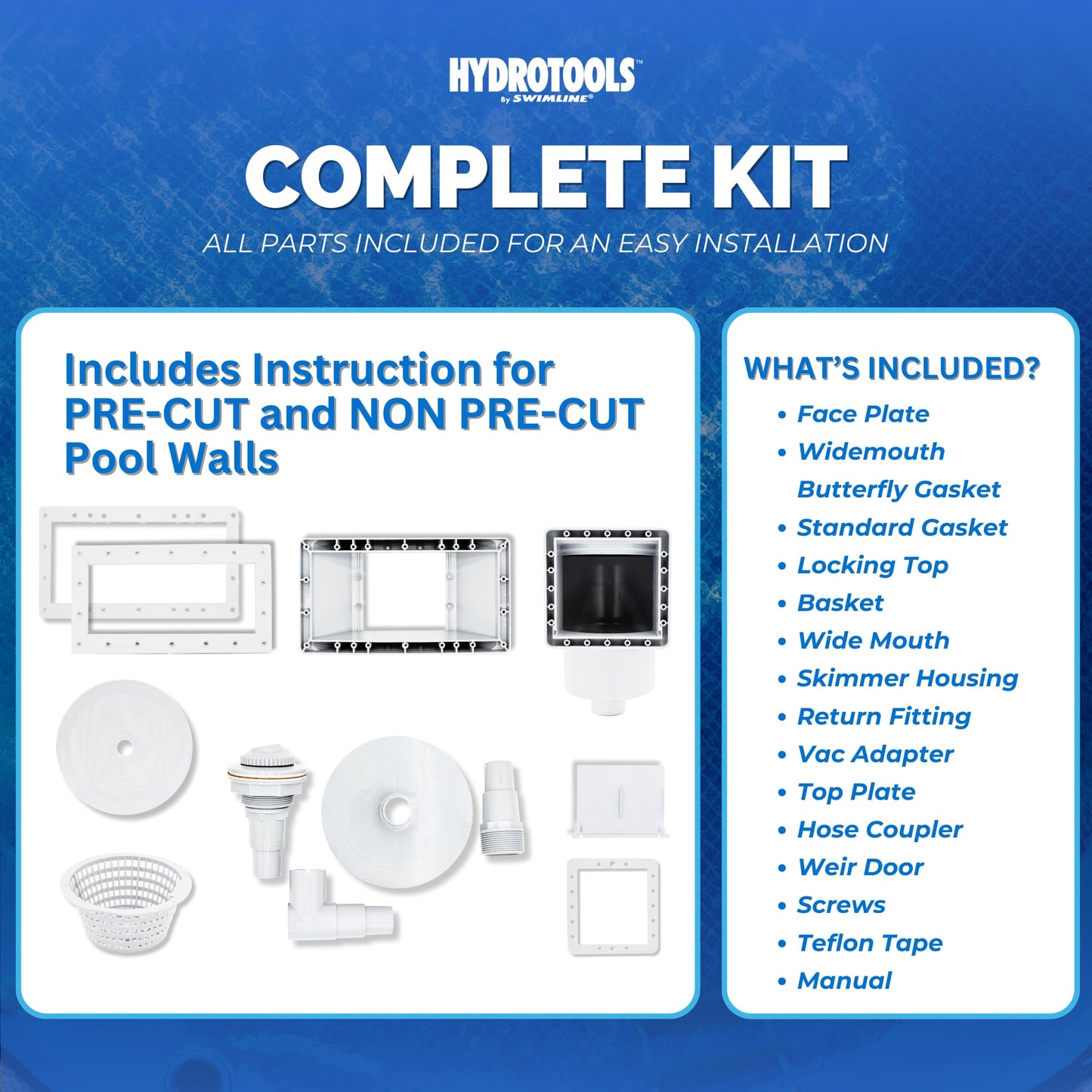 SWIMLINE HYDROTOOLS Standard Wide Mouth Above Ground Pool Skimmer Kit | ALREADY ASSEMBLED | ABS Construction | Pool Skimmer | Wide Mouth | Snap-In & Removable Weir | Above Ground Pool Skimmer