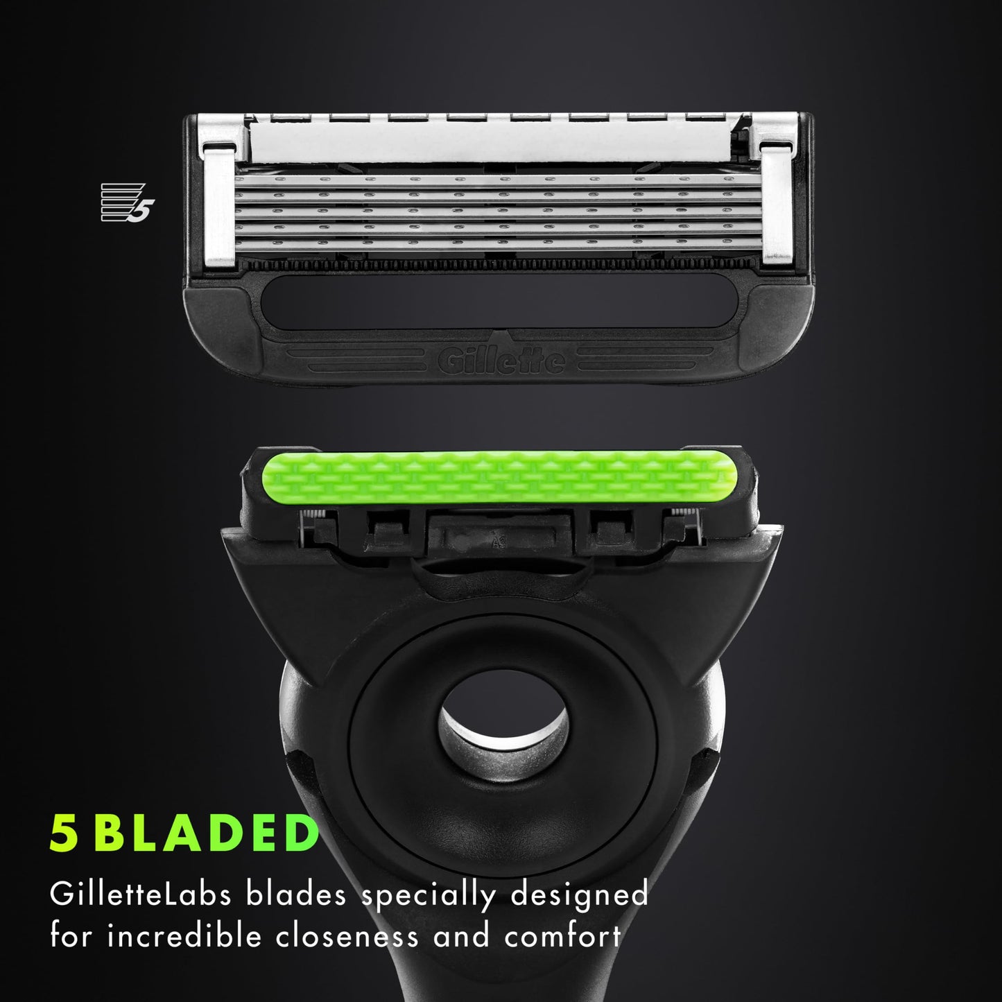 Gillette Labs Mens Razor Blade Refills Compatible with Gillette Labs Razors - 4 Cartridges With Exfoliating Bar