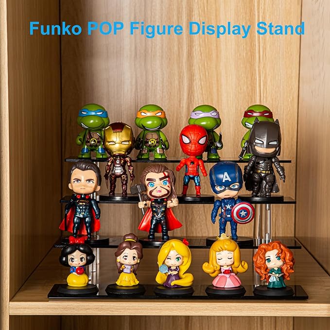 HENABLE 4 Tier Perfume Organizer Stand, Acrylic Risers Display Stands, Display Risers, Perfume Shelf Dessert Display for Party, Figure Stand Funko POP Shelves, Black Cupcake Stand Holder