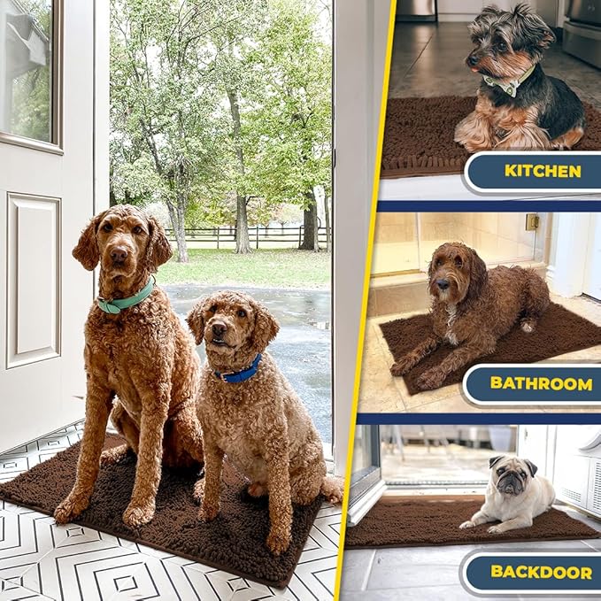 Muddy Mat® | Super Absorbent Door Mat Indoor, Microfiber Quick Dry Chenille Entryway Rug, Non-Slip Front Door Mat, Indoor Mats for Entryway, Machine Washable Pet Rug, Brown XXL 60"X48"