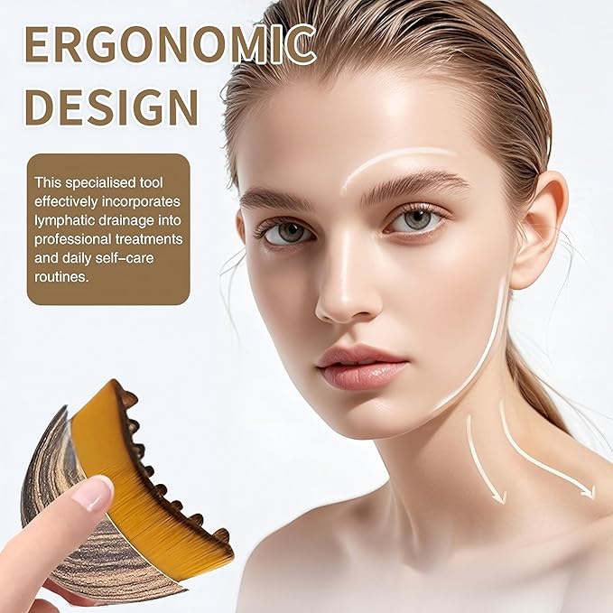New Lymphatic Contour Face Brush - Dry Brushing Face Massager for Lymphatic Drainage, Chin & Jawline Sculpting - Ergonomic Skin Fit Design to Reduce Puffiness, Relieve Fatigue (2PCS)