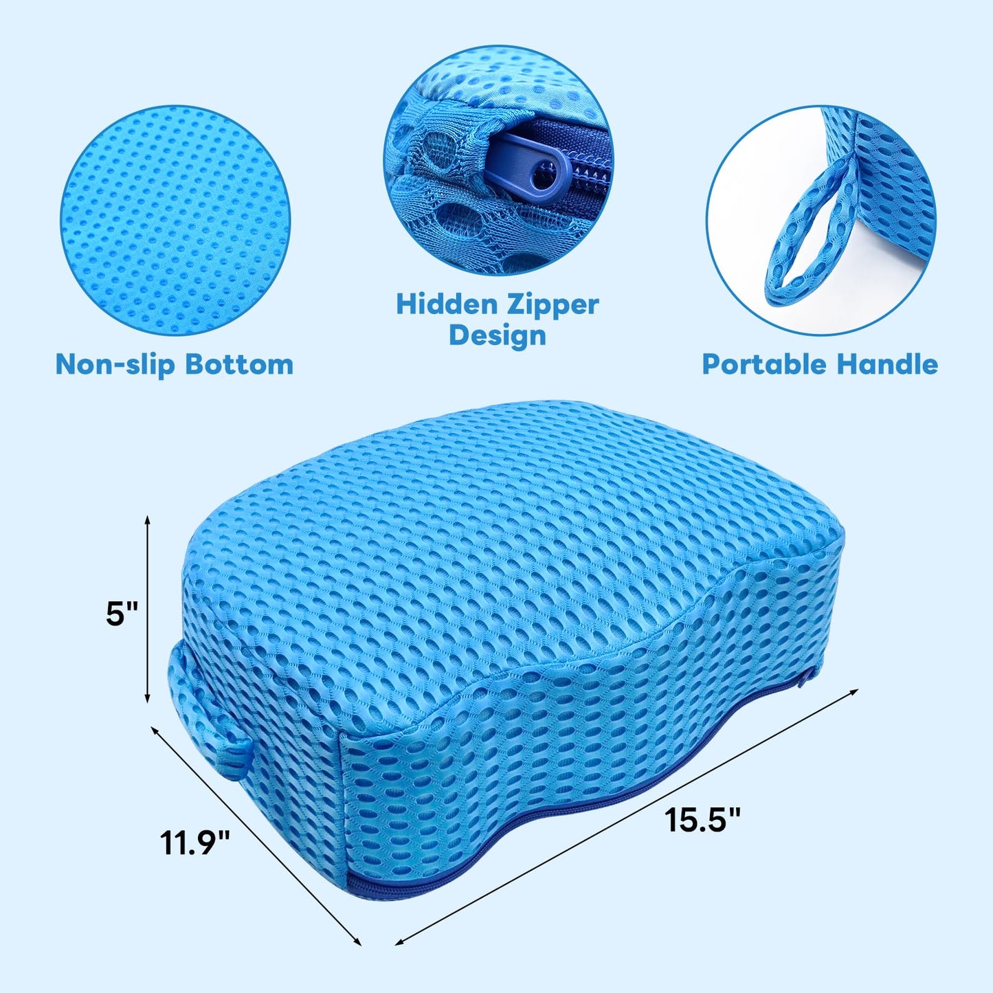 Luxury Extra Thick Weighted Hot Tub Booster Seat for Adults, Premium 3D Air Mesh Spa Cushion, Non-Slip Micro Dot Base, Quick-Dry Heavy-Duty Spa Seat Riser for Indoor & Outdoor Use