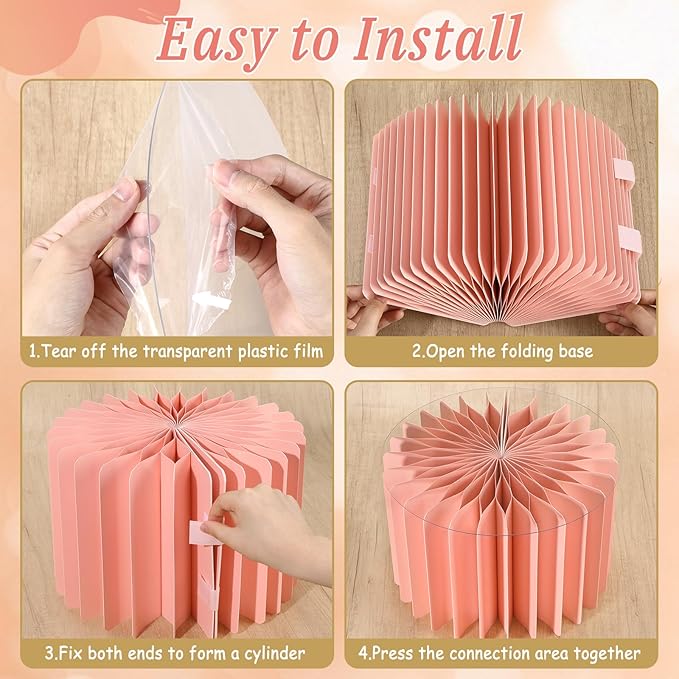 6Pcs Buffet Risers, Valentine's Day Food Risers for Table, Foldable Cake Display Stands, Tall Cardboard Cupcakes Stand for Show Catering Desserts Jewelry Wedding Birthday Party Decoration (Pink)