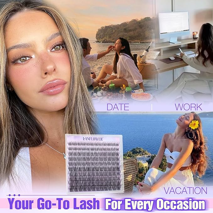 Natural Lash Clusters Wispy Eyelash Clusters 10-16mm Cluster Eyelash Extensions C Curl Cluster Lashes Clusters No Make up Individual Lashes by Lanflower