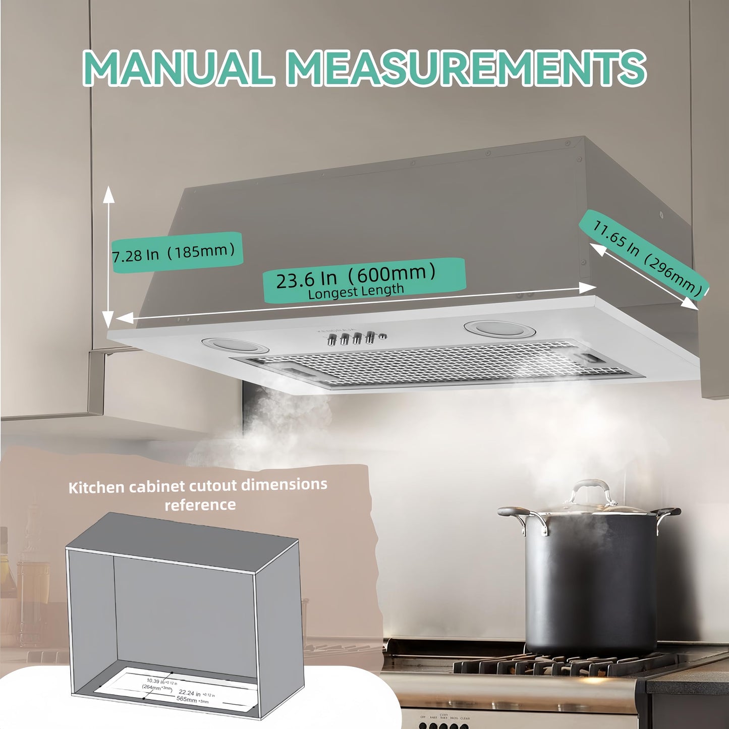 700CFM Range Hood Insert 30 inch, Stainless Steel Built-in Kitchen Vent Hood, Stove Hood with Bright LED Lights & Push Button Control, Grease Filter, Carbon Filter, Ducted/Ductless Convertible
