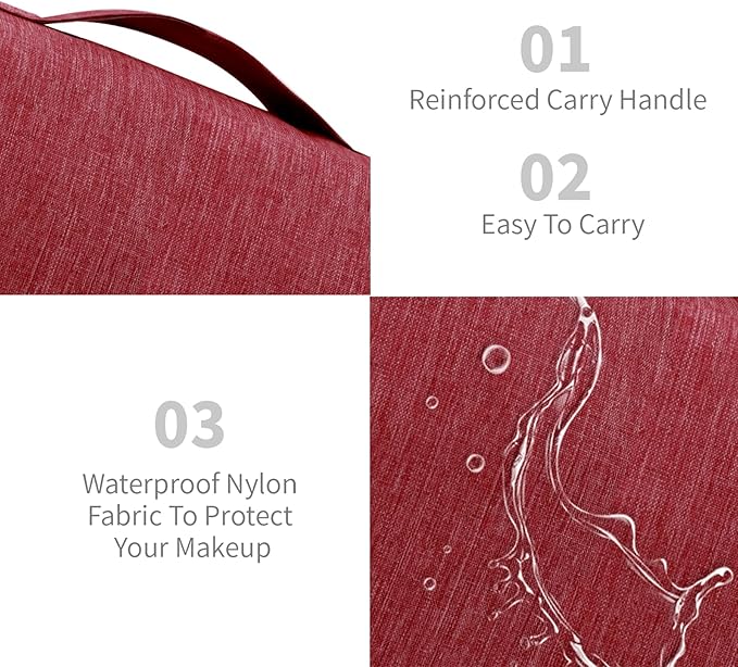 Large Capacity Toiletry Bag Travel Bag with Hanging Hook for Men and Women Waterproof Travel Cosmetic Bag Bathroom Storage Bag for Brushes Set, Full-Sized Shampoo, Toiletries, (Wine Red)