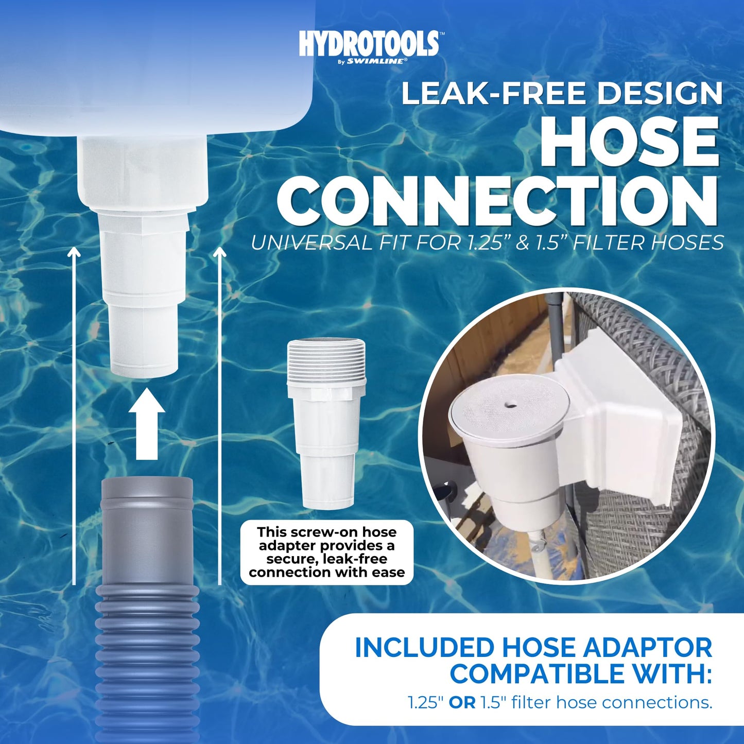 SWIMLINE HYDROTOOLS Standard Thru-Wall Above Ground Pool Skimmer Kit With WATER LEVELING SYSTEM | ABS Construction | Large Debris Basket| Snap-In & Removable Weir | Above Ground Pool Skimmer | Skimmer