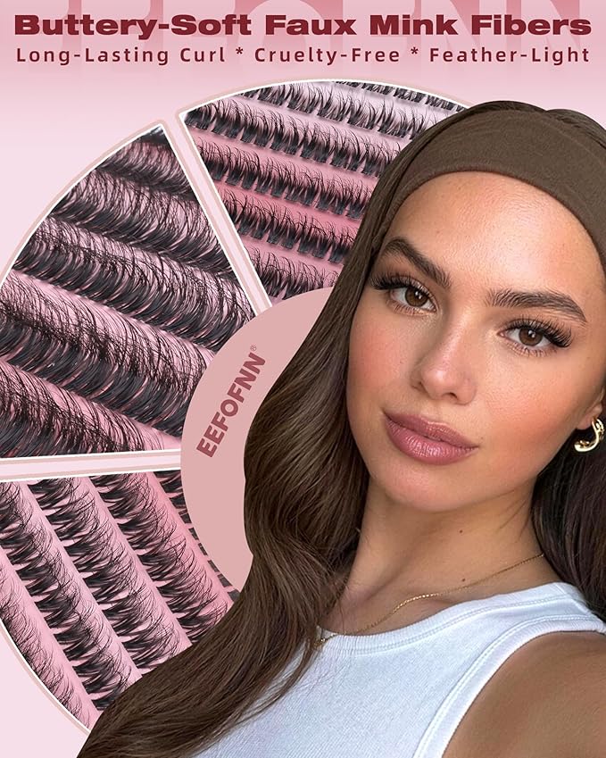 Lash Clusters Natural Eyelash Clusters Wispy Lashes Clusters C Curl Cluster Eyelash Extensions 8-14mm Lash Cluster Invisible Band Individual Lashes Bunny Cluster Lashes by Eefofnn